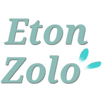 A logo that reads 'Eton Zolo' with two drawn flower petels alongsite the text.